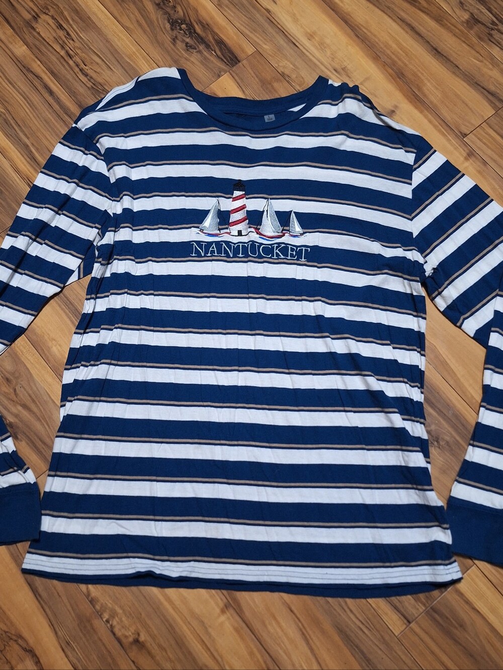 PacSun Mens Large Nantucket Preppy Coastal Nautical Fisherman Striped Shirt